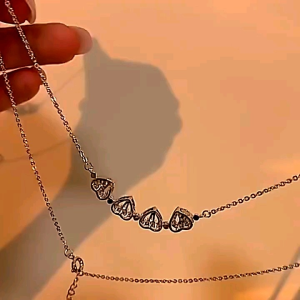 kalung wanita titanium jewelry fashion korea 2 in1 removable heart neklaces rhinestone