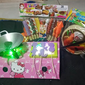MAINAN ANAK MASAK MASAKAN KOMPOR BAKARAN KEKINIAN NYALA LAMPU LED DI CAS