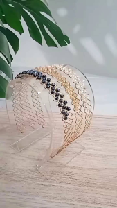 Bando Kawat Kristal Zig Zag Wanita Lusinan Bando Korea Permata 12PCS Fashionable