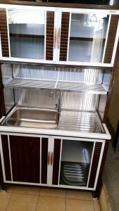 ตู้ครัวอลูมิเนียม 100 CM / ทรงสูง / แบบอ่าง