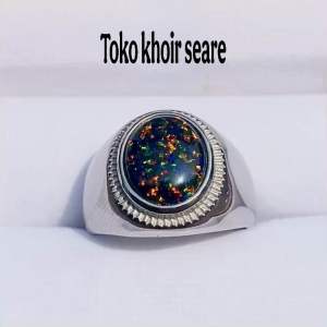 Cincin Batu Kalimaya Bleck Opal Jarong 10x8 Super Mewah Minimalis Top Quality