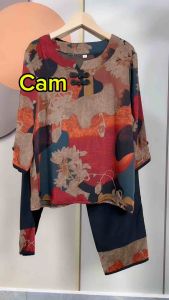 Đồ bộ trung niên nữ cho mẹ mặc nhà chất vải lụa pháp tay lửng đồ bộ nữ trung niên cao cấp. NP06