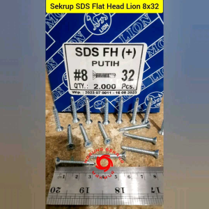 (100 pcs) Sekrup SDS FH 8x32 Self Drilling Screw Flat Head 3 cm