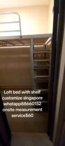 Loft bed with shelf customize singapore for helper room/bomb shelter/unity