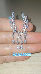 Bông tai nữ dáng pha lê hàn quốc bạc 925 cao cấp kèm video