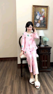 Quần áo nữ Bunnysky - Đồ bộ mặc nhà thu đông đẹp bộ thiết kế đũi gân mềm nhẹ bộ sau sinh thoáng mát