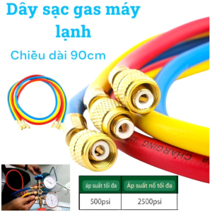 Dây sạc nạp gas máy lạnh R22bộ 3 sợi dây bơm gas điều hòa máy lạnh R22 chiều dài 90 cm