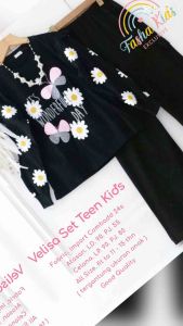 Velisa Set Teen Kids Setelan Kaos Lengan Panjang Anak Remaja Perempuan Usia 11 -15 Tahun Setcel Anak Katun Combed Nyaman dan Adem diPakai Oneset Anak Motif Lucu