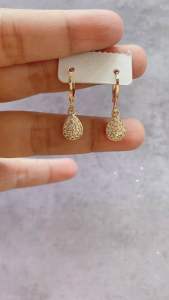 ANTING EMAS CLIP BANDUL OVAL FULL PERMATA XUPING ANTI LUNTUR ANTI ALERGI