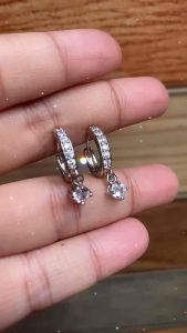 ANTING CLIP SILVER BANDUL PERMATA ELEGANT BERKILAU TITANIUM ANTI KARAT ANTI ALERGI
