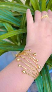 PERHIASAN SET GELANG + CINCIN LAPIS EMAS TITANIUM ASLI ANTI KARAT BISA DIGUNAKAN SEHARI - HARI ANTI ALERGI PERHIASAN EMAK EMAK KEKINAN BISA COD