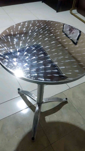 meja bulat stainless steel tinggi 60 cm besar kokoh kuat