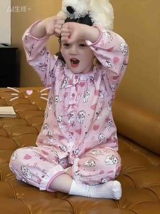 BB145 ชุดนอน Marie แต่งโบว์ระบาย น่ารักมาก ชุดนอนแขนยาวขายาว