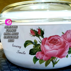1.4L LUMINARC VITROFLAM FRANCE LINDA ROSE CASSEROLE DISH • JAPAN SURPLUS