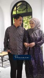 Gamis Silk Couple Motif Bella dan Kemeja Terlaris Couple untuk Pesta