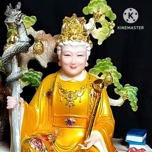 [ Cao 30 cm  Vàng  Trắng] Tượng Văn Thù Sư Lợi Bồ Tát- Phổ Hiền BồTát  [ Bột đá - Hàng Nhập  Khẩu ]
