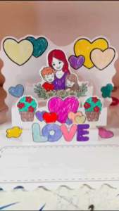 Thiệp tô màu 3D gấp lại được tạo hoạt động ngoại khoá ngày 8/3 20/0 thiệp chúc mưng 20/11