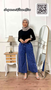 KULOT JEANS JUMBO SNOW TALI SERUT | KULOT JEANS PINGGANG FULL KARET PREMIUM