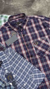 Kemeja Pria FRED PERRY |Kemeja Pria Pendek Motif Kotak Kotak Cotton Oxford Premium | Kemeja Pendek Pria Casual Slimfit