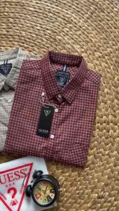 Guess Mans Premium \ Kemeja Pendek Pria Import Quality Terbaru \ Kemeja Motif Kotak Kotak Catton Pria \ Kemeja Casual Pria Kerja \ Kemeja Distro Lengan Pendek Pria