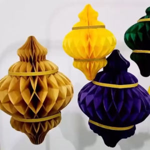 Lampion Kertas Lebaran Gantungan Lentera Idul Fitri/Dekorasi Ramadhan/Lampion Bulat Honeycomb