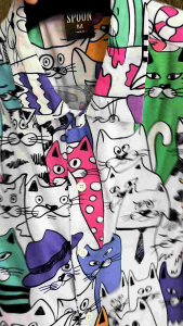 Kemeja Pria/Wanita Dewasa Lengan Pendek | SPOON | Motif - Color Cat