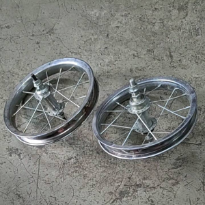 RIM SET (8 INCHES DIAMETER) FOR CHILDREN BIKE AND KIDS BIKE SINGLE THREAD REAR HUB STEEL RIM SET BICYCLE BIKE RIM