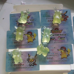 Sét 12 cái gồm có 6 thẻ bằng nhựa và 6 mô hình pokemon bằng nhựa trong cao 3cm