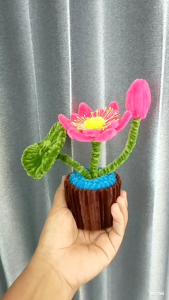 ดอกบัวจากลวดกำมะหยี่ งานdiy งานhandmade
