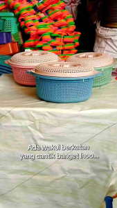 (DAPAT 12 SET) Wakul Anyam Bulat Bertutup / Waskom Kuping Tutup / Keranjang Berkatan / Hajatan / Syukuran / Plastik / Kenduren / Selametan / Tasyakuran / Nikahan / Bancaan / Ceting