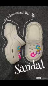 Sandal Baim Cewek Dewasa Tebal 6Cm Sandal Kodok Wedges Rantai Rainbow Korea