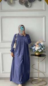Liona Dress Gamis polos Rayon twill Dress wanita
