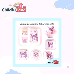 Kuromi Melamine Kids Tableware Sets Plate Bowl Mug Cup Spoon Fork Chopsticks