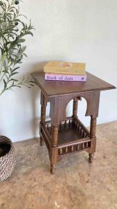 Sirinun : โต๊ะข้างเตียง โต๊ะเคียง ไม้สัก โต๊ะวางแจกัน