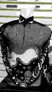 Batik Couple ayah dan anak laki laki katun solo premium lengan panjang warna hitam krem