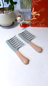 SSR5050 Sisir Pengeriting Gigi Bergelombang Baris Ganda/ Pegangan Sisir Pijat Kulit Kepala Sisir Berbulu Sisir Penata Rambut Anti-Statis