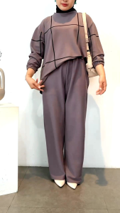 One Set Wanita Terbaru Big Size Hanover Garis Setelan Jumbo
