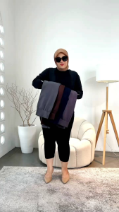 Legging Wanita Big Size Basic Hitam List Putih Oversize Jumbo