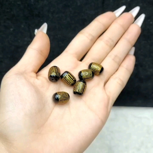 Q731 Lu thống Ngọc Agate đen khắc bát nhã tâm kinh lỗ 1li Thủy và Mộc - Phong Thuỷ TUDO P