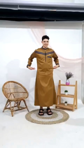 ALGHAFAR- Jubah Muslim pria model terbaru kombina lis /Gamis muslim laki-laki panjang terbaru Bahan toyobo adem tidak panas