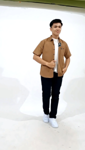 Kemeja polos couple ayah dan anak lengan pendek MOCCA COKELAT MUDA