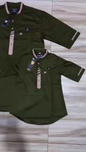 Baju Koko Cobana Couple Anak Dan Ayah Warna Hijau Army