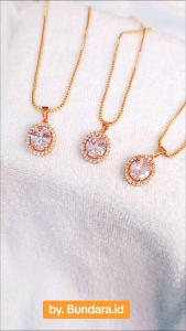 Bundara Acc-1442 Aksesoris Kalung Cantik Perhiasan Wanita Titanium Mata Zircon 45cm