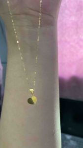 PAWNABLE 18K Saudi Gold Fine Tauco Chain(thin) with 18K Minimalist Folded Heart Pendant(SMALL)✨