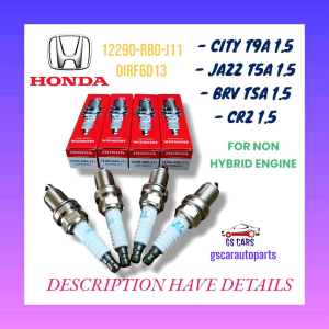 Honda ngk 4pcs set engine iridium spark plug 12290-rbo-j11 DIFR6D13 1.5L cr-z 2010-2016/br-v tsa 2014-2021/city t9a 2014-2019/jazz t5a 2014-2020 enjin plug 1.5cc