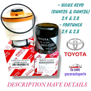 Ready stock Toyota hilux revo gun125 126 2.4 & 2.8 / fortuner gun155/156/165/166 2.4 & 2.8 diesel fuel filter 23390-0L070 oil filter 90915-YZZD2