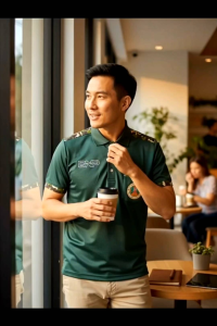 เสื้อโปโลเขียวไพร กรมอุทยาน มี1กระเป๋า