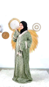 mukena abaya sholat 354 LDII santorini print mukena travelling XL