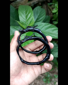Gelang Akar Bahar Hitam Asli Size Kantor Ukir Naga Lentur Tanpa Editan 100% Original
