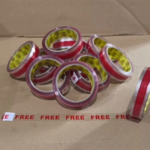 Free Tapes 1” x 50m (Clear red print)
